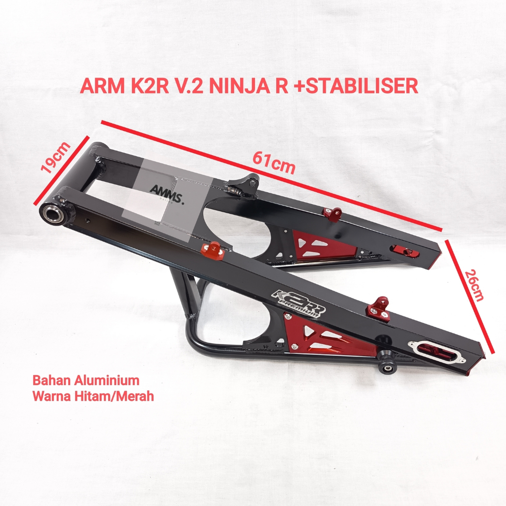 ARM KAWAHARA V.2 MOTOR NINJA R +STABILISER HITAM/MERAH