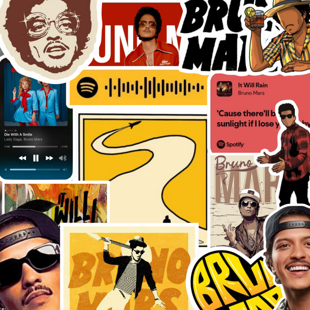 [15PCS] Stiker Bruno Mars I Stiker Aesthetic I Stiker Vinyl Laminasi Doff I Stiker Anti Air