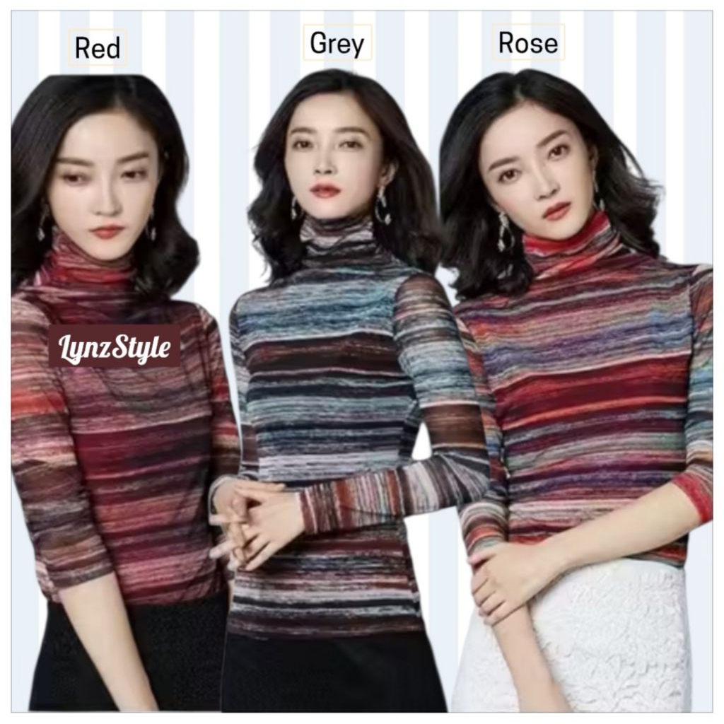 Blouse Atasan Baju Wanita Turtle Neck Lengan Panjang Style Korea Import