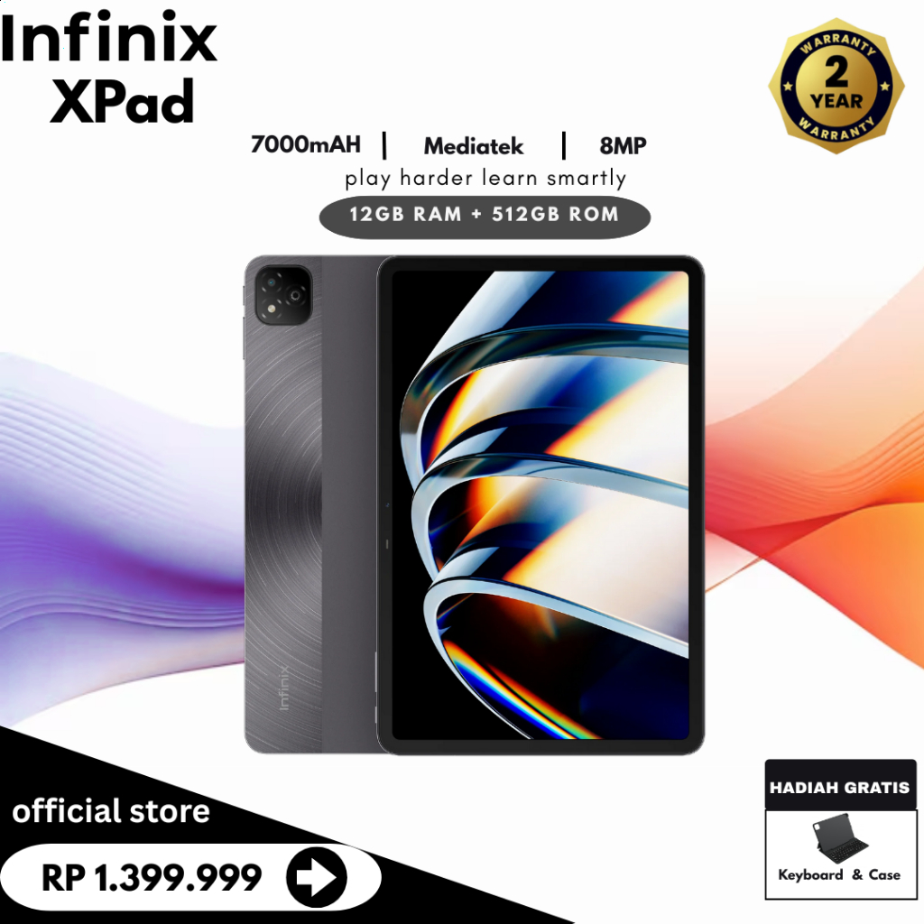 Infinix XPad Tablet 12GB RAM 512GB ROM – Garansi Resmi, Performa Cepat, Layar Besar