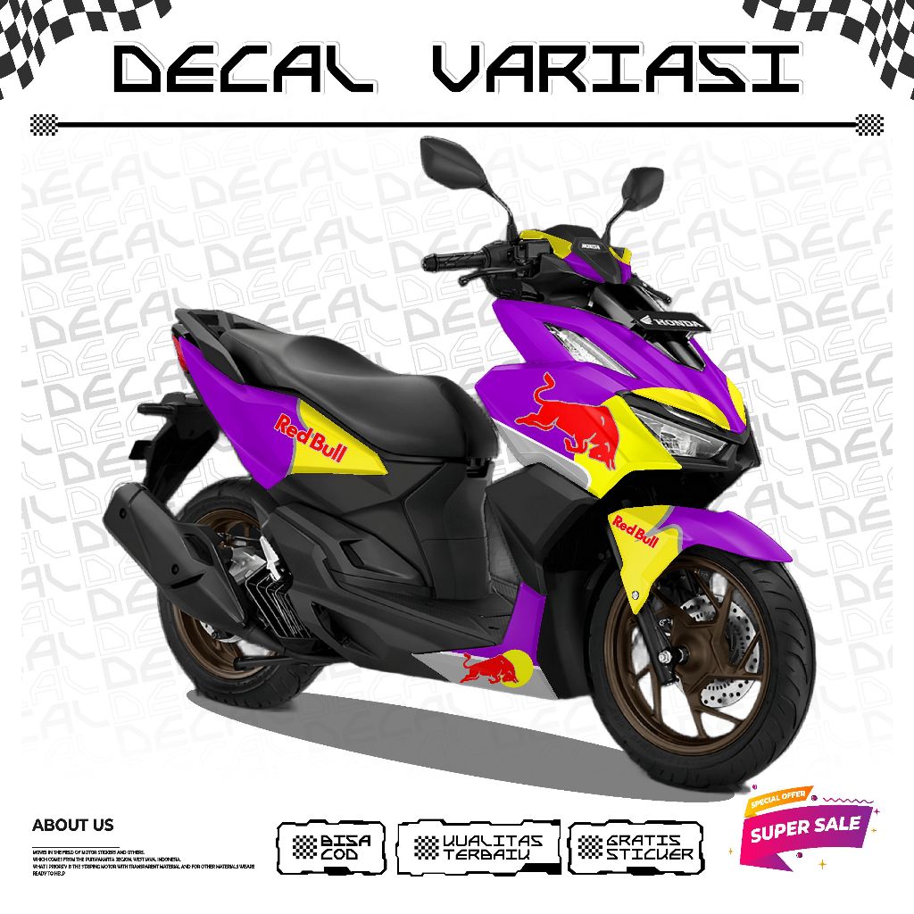 VARIASI STICKER DECAL KEREN MOTIF REDBULL VARIO 160 FULL BODY
