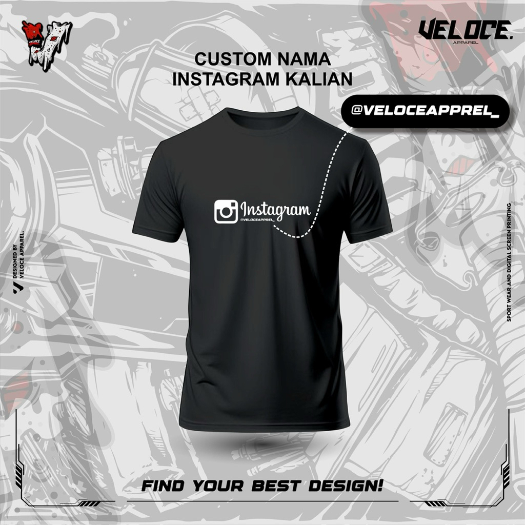 Kaos Custom Nama Instagram Kalian | Cotton Combed 100%