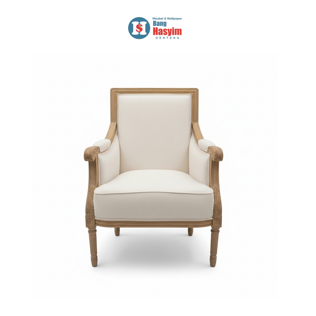 BANG HASYIM Kursi Single CABRIOLET Kursi Single Ukir Kayu Kursi Sofa Lembut Minimalis