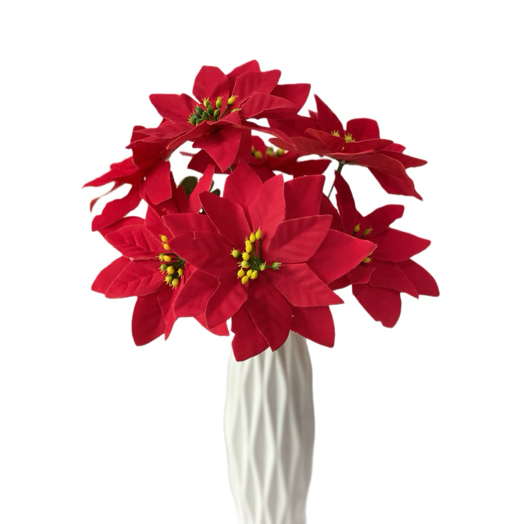 Bunga natal ponsentia merah kastuba palsu dekorasi
