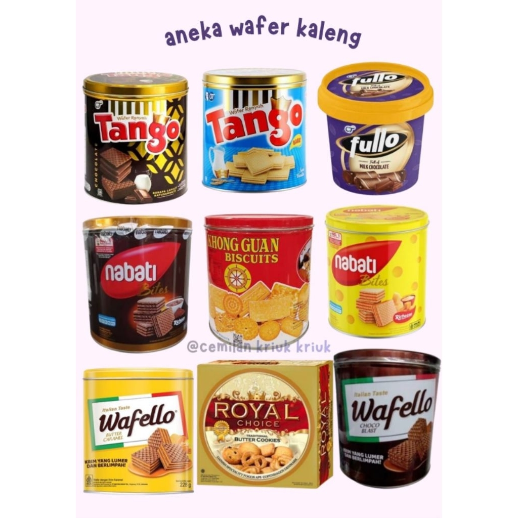 ANEKA WAFER KALENG Tango Waffelo Fullo Nabati Khong Guan Royal-Cemilan Kriuk Kriuk