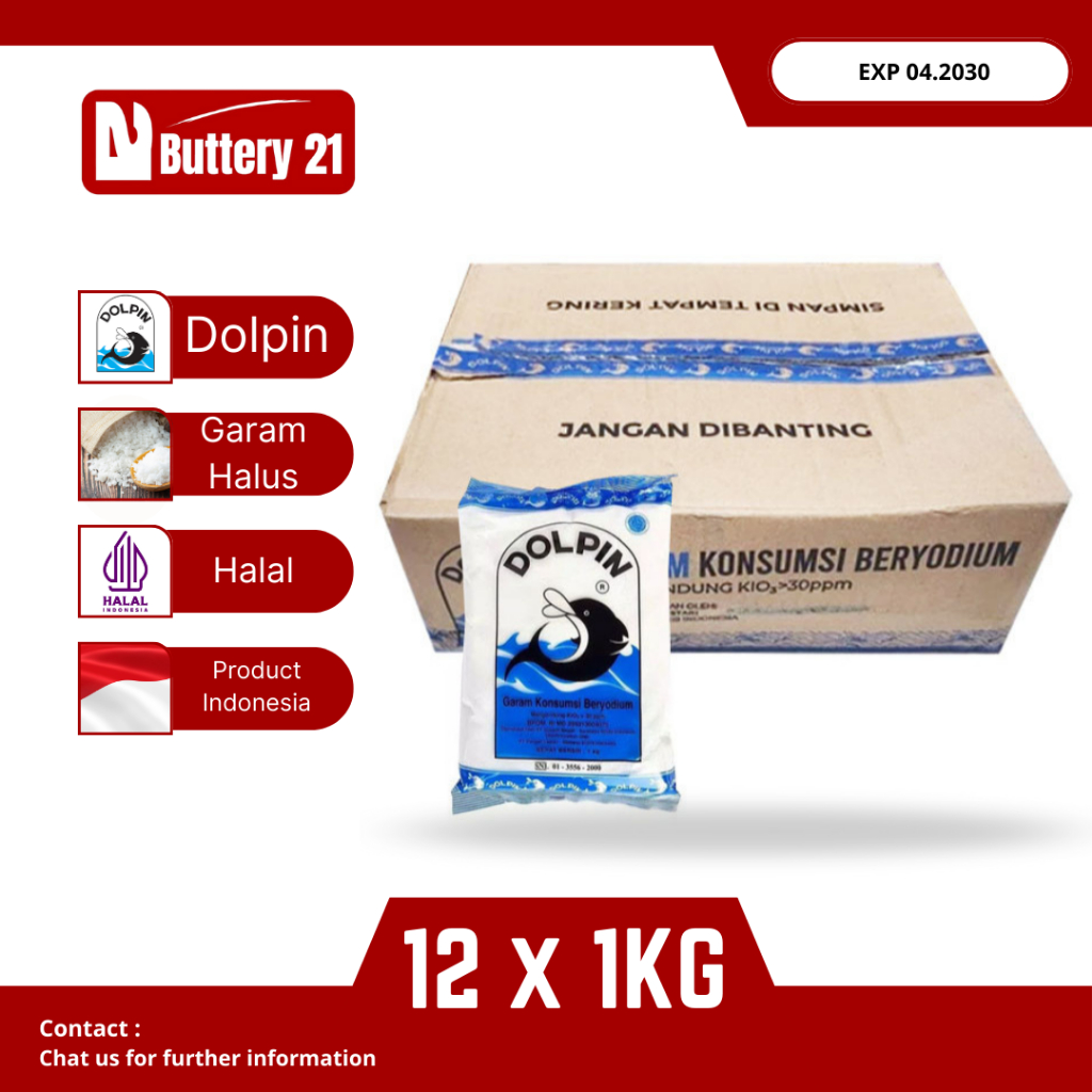 GARAM DOLPIN 1 DUS (ISI 12 BKS)/GARAM DAPUR/BUMBU GARAM/PERASA ASIN/GARAM HALUS