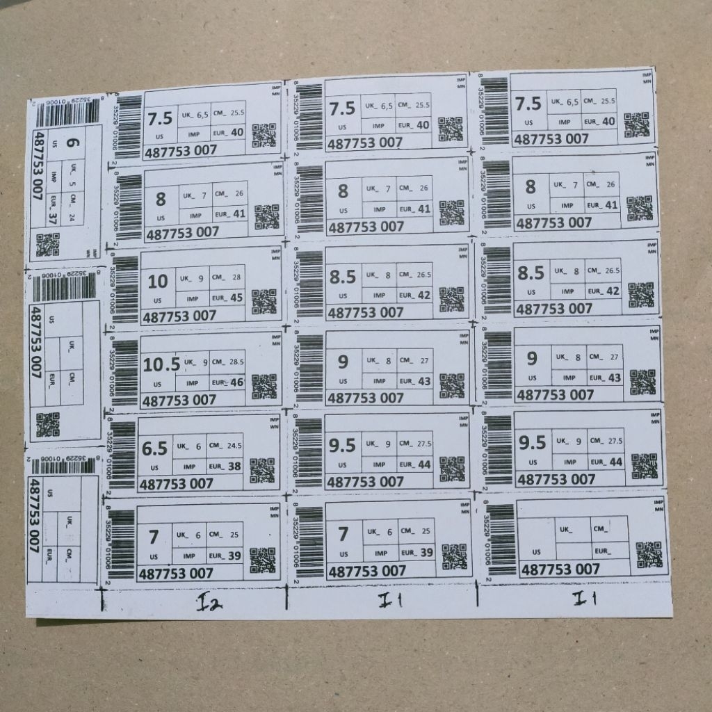 SIZE SEPATU SANDAL BOX LABEL INNERBOX