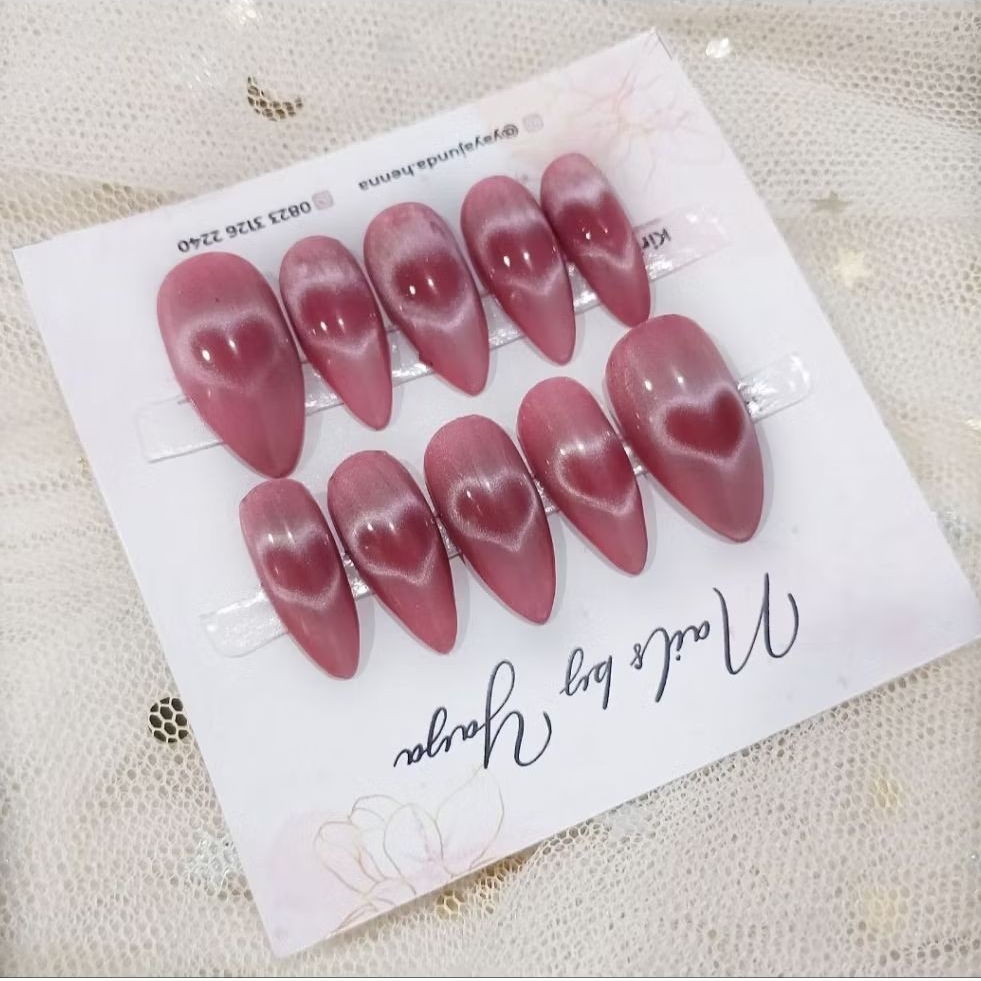 Kuku pink Nude Cat eye premium/press on nail cat eye/kuku wedding/nail cat eye/nail engagement/nail 