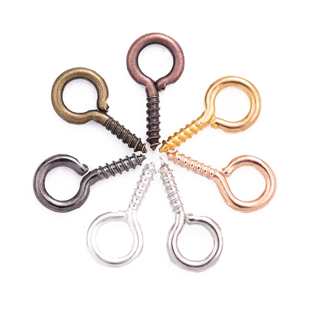 Paku Ulir (200pcs) Kait Ulir Mur Skrup Mini Screw Eye Pins Paku Mata Ulir Gantungan Resin