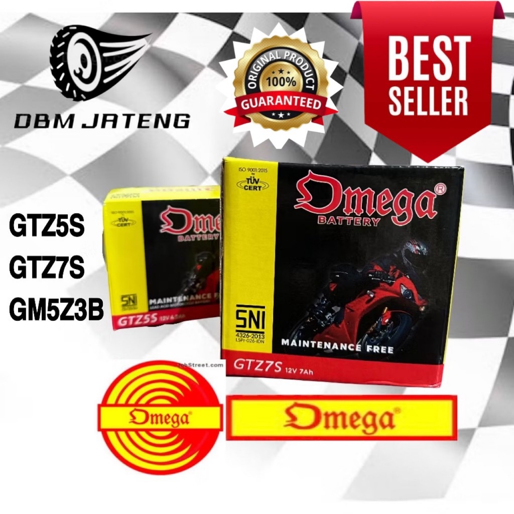 100% ORIGINAL & BARU AKI OMEGA ACCU UKURAN TIPE GTZ5S FU GRAND GTZ7S GM5Z3B GT6A HARGA GROSIR KERING