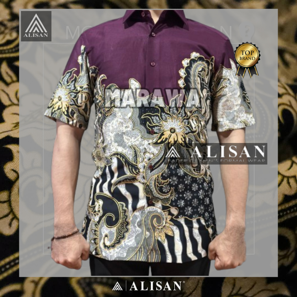 BAJU KEMEJA BATIK KEMEJA PRIA BATIK PRIA LENGAN PANJANG / PENDEK SLIMFIT - ALISAN