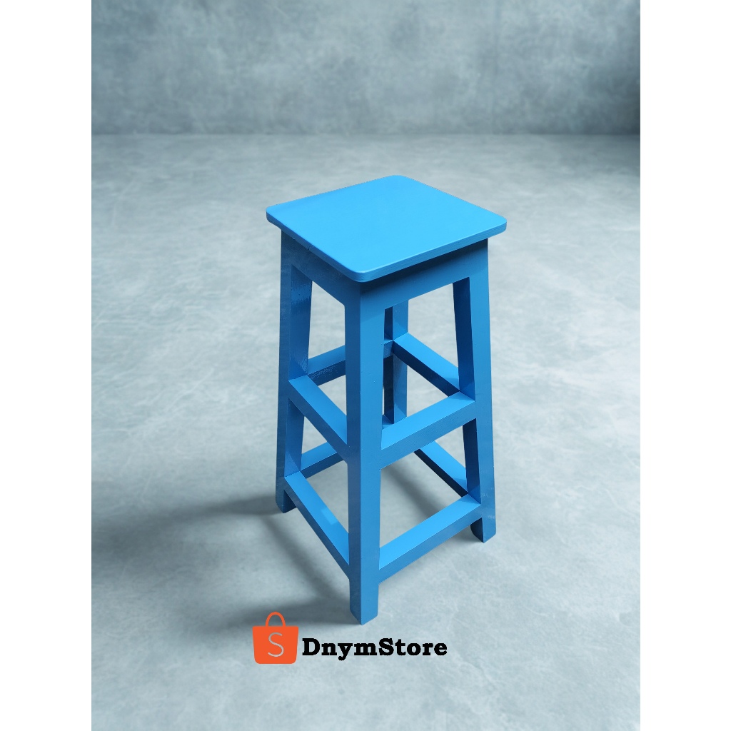 Kursi Bar Jati Belanda Tinggi 80cm Termurah Full Biru