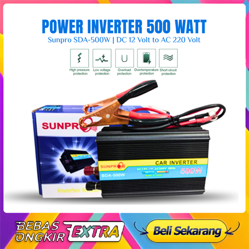Power Inverter SUNPRO SDA-500W CAS AKI MULTIFUNGSI - Inverter AC TO DC 12V/24V - 220V
