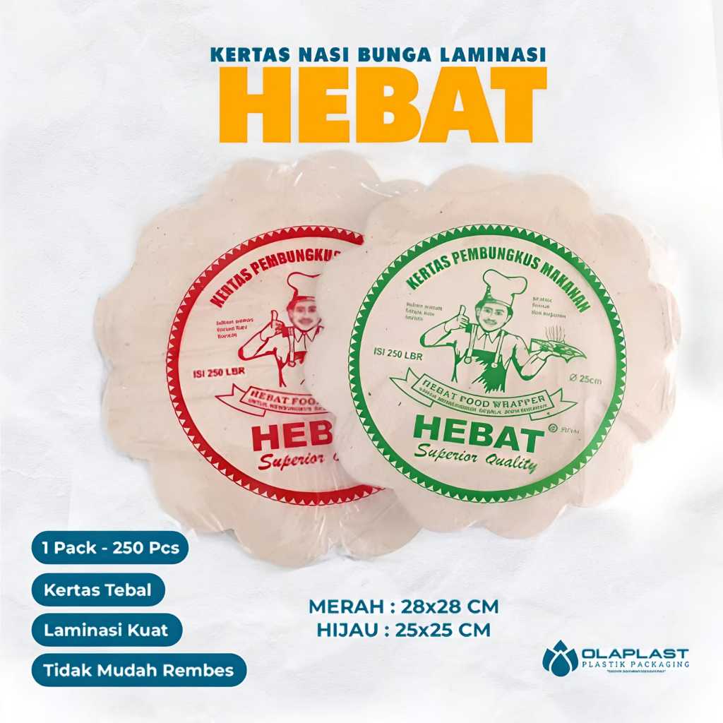 (250Lembar) Kertas Nasi Bunga Ukuran 28x28cm isi 250lembar Diameter 25x25cm Coklat Kembang Bulat Ker