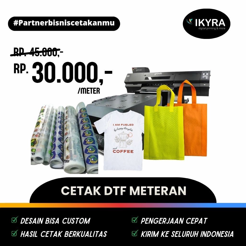CETAK DTF METERAN TINGGAL PRESS Lebar 58 cm