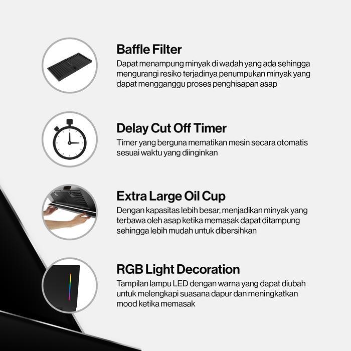 Rinnai Cooker Hood RH-KT2959-GBV RHKT2959GBV RH KT 2959 GBV Cerobong Chimney Hood 90 cm GARANSI RESM