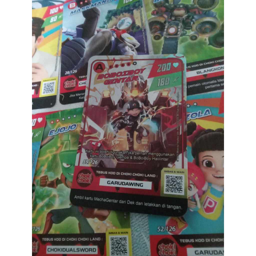 kartu choki choki ori BOBOIBOY GENTAR A