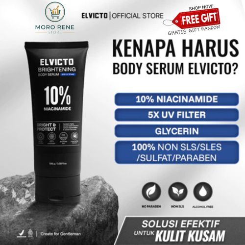 [REAL 10% NIACINAMIDE] ELVICTO BRIGHTENING BODY SERUM 10% Niacinamide 100gr | Body Serum Pria Body S