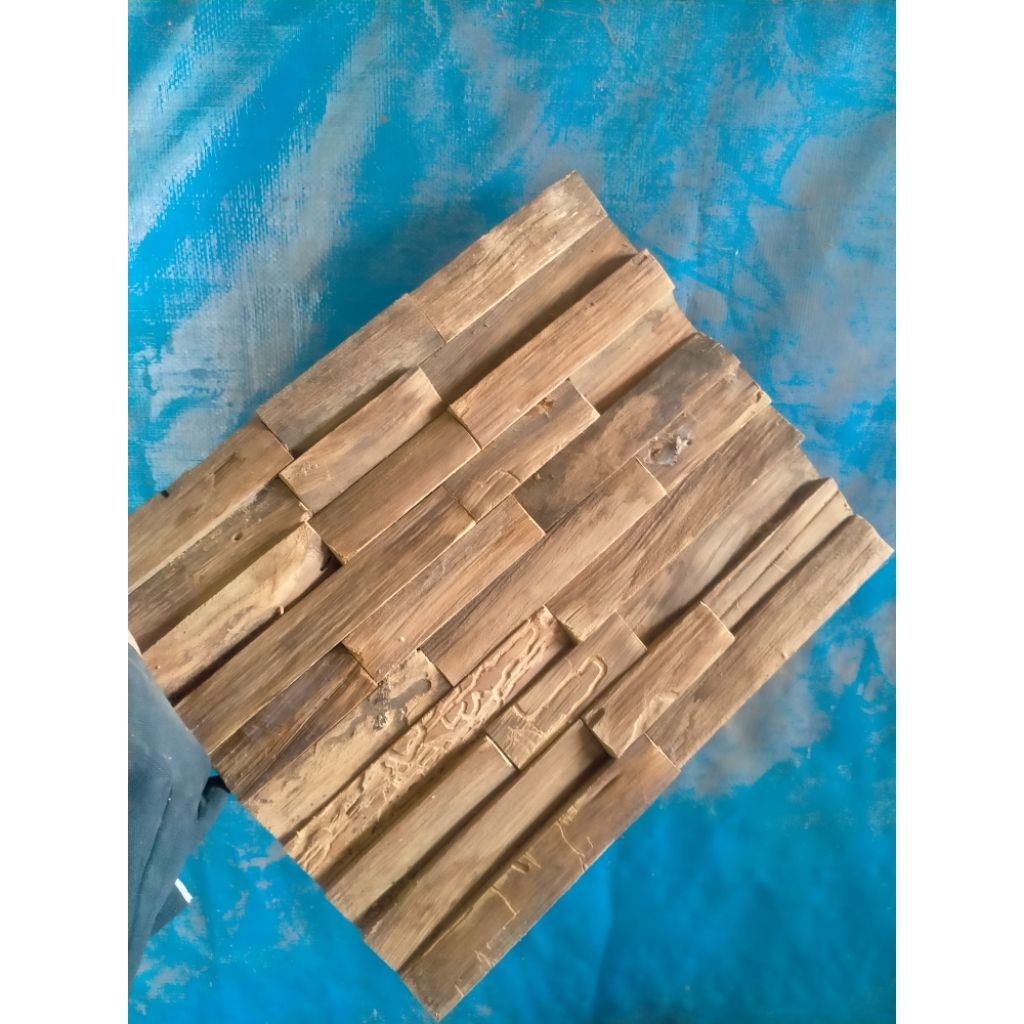 Panel Kayu Jati 3D kulit jati (Siap Pasang) - Jati Kering & Presisi