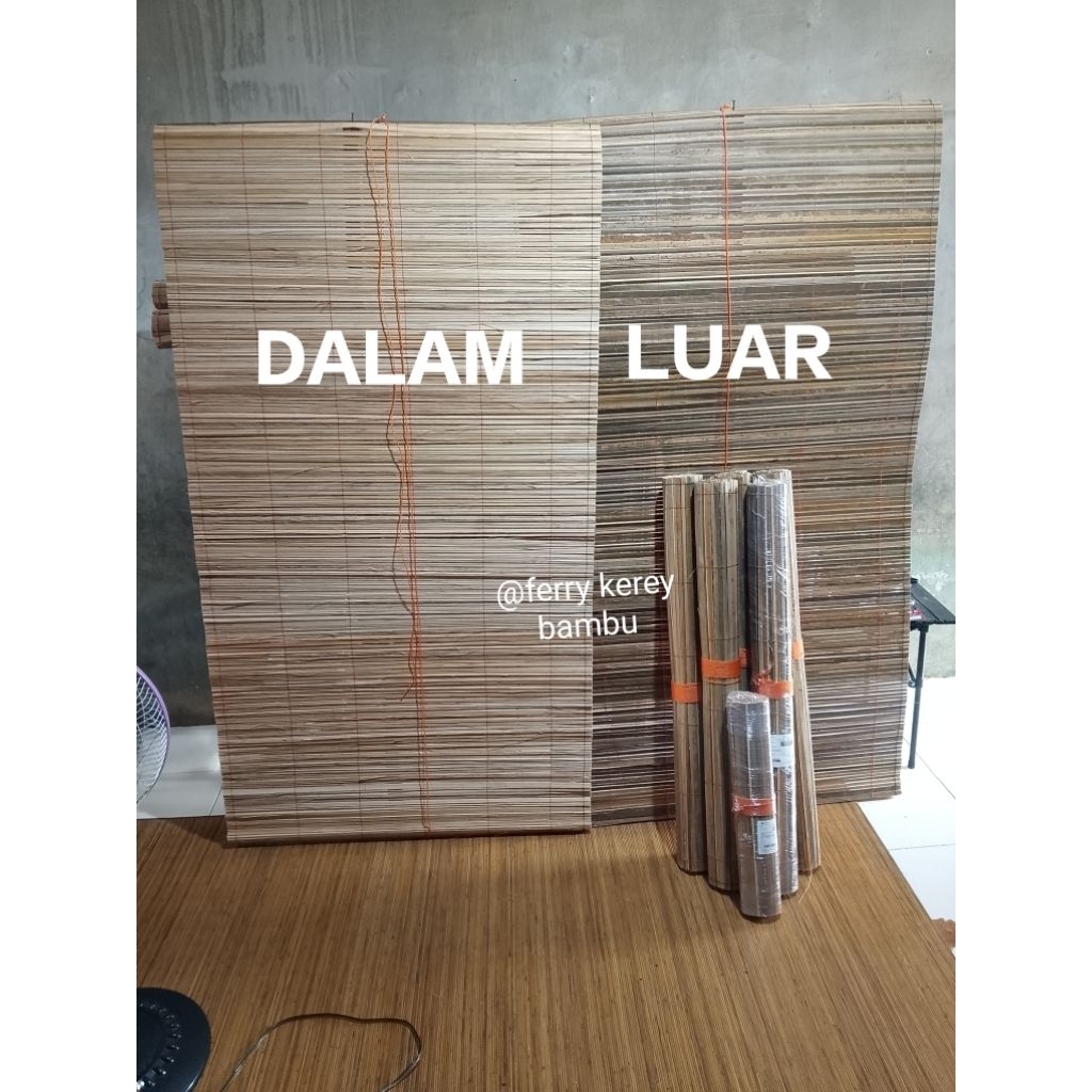 tirai bambu 1,5x2 kerey bambu gulung outdoor bonus ring+tali