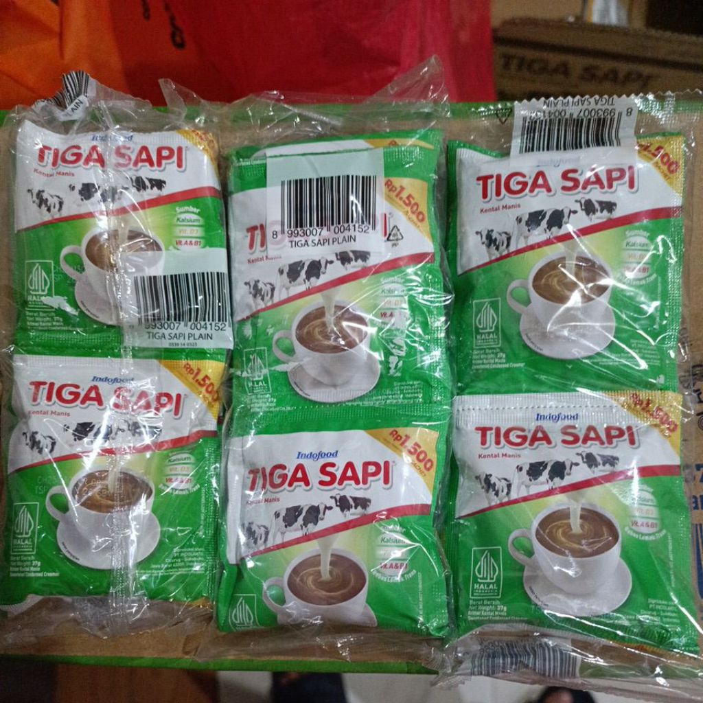 Susu kental manis Tiga sapi sachet 6*37gram per pack