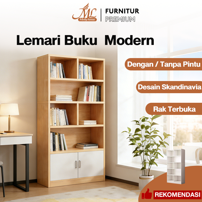 Rak Buku Kayu 180CM Lemari Buku Susun Rak Buku Minimalis Lemari Buku Aesthetic Rak Serbaguna