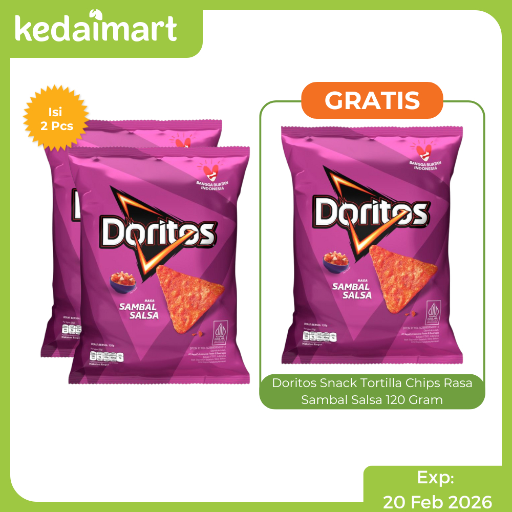 B2G1 Doritos Snack Tortilla Chips Rasa Sambal Salsa 120 Gram