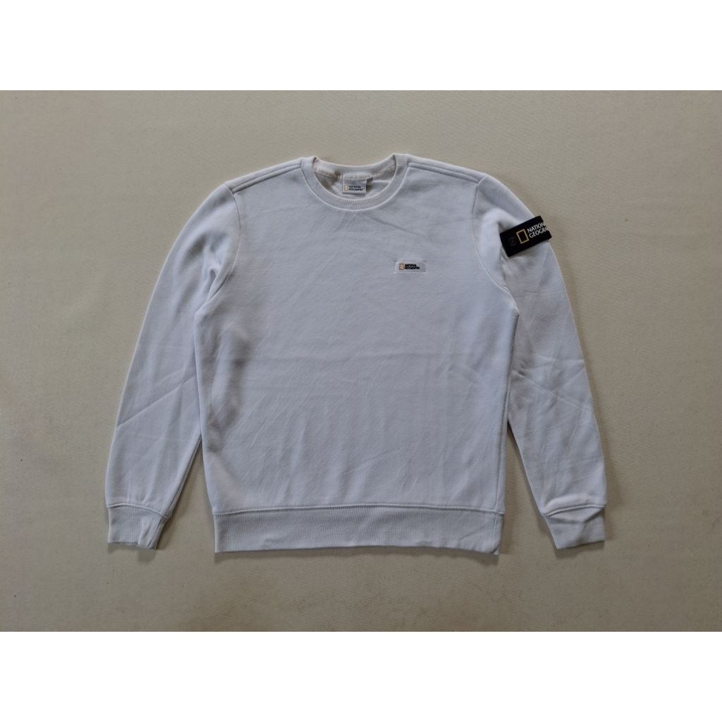 CREWNECK SWEATSHIRT NATIONAL GEOGRAPHIC PATCH ORIGINAL 100%