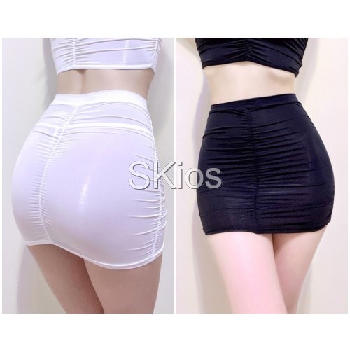 Lingerie Rok Mini Seksi Transparan Mini Skirt Pleated Hip L342