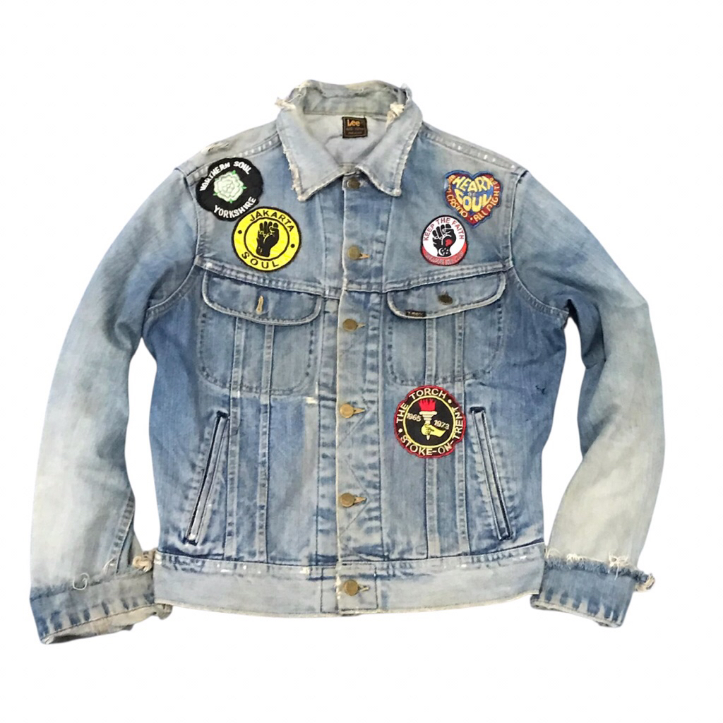 Vintage Lee trucker jeans northern Soul Patch jacket beautiful and georgeus fading Made in Usa  Size