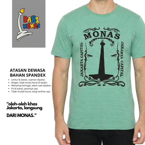 Ondel-Ondel Jakarta T-Shirt Basic Baju Kaos Monas Dewasa Pria Wanita Unisex Kain Spandex