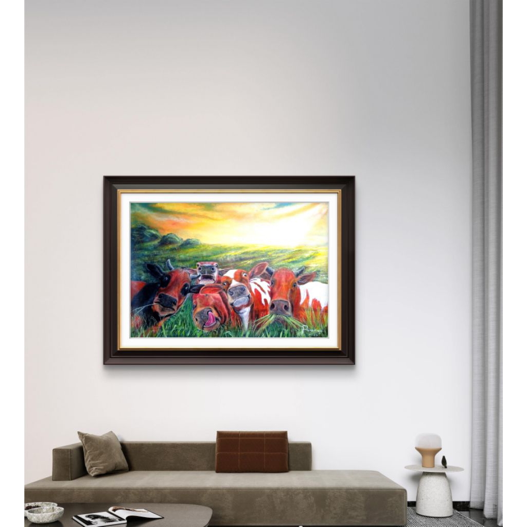 lukisan-pemandangan-sapi-disawah