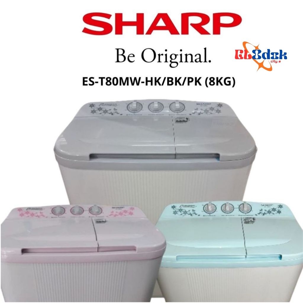 Sharp Mesin Cuci Puremagic 2 Tabung SHARP ES-T80MW-PK/BK/HK