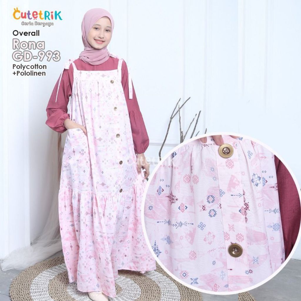 READY Overall by Cutetrik/ Overall anak Perempuan/ Baju Overall Tanpa Jilbab
