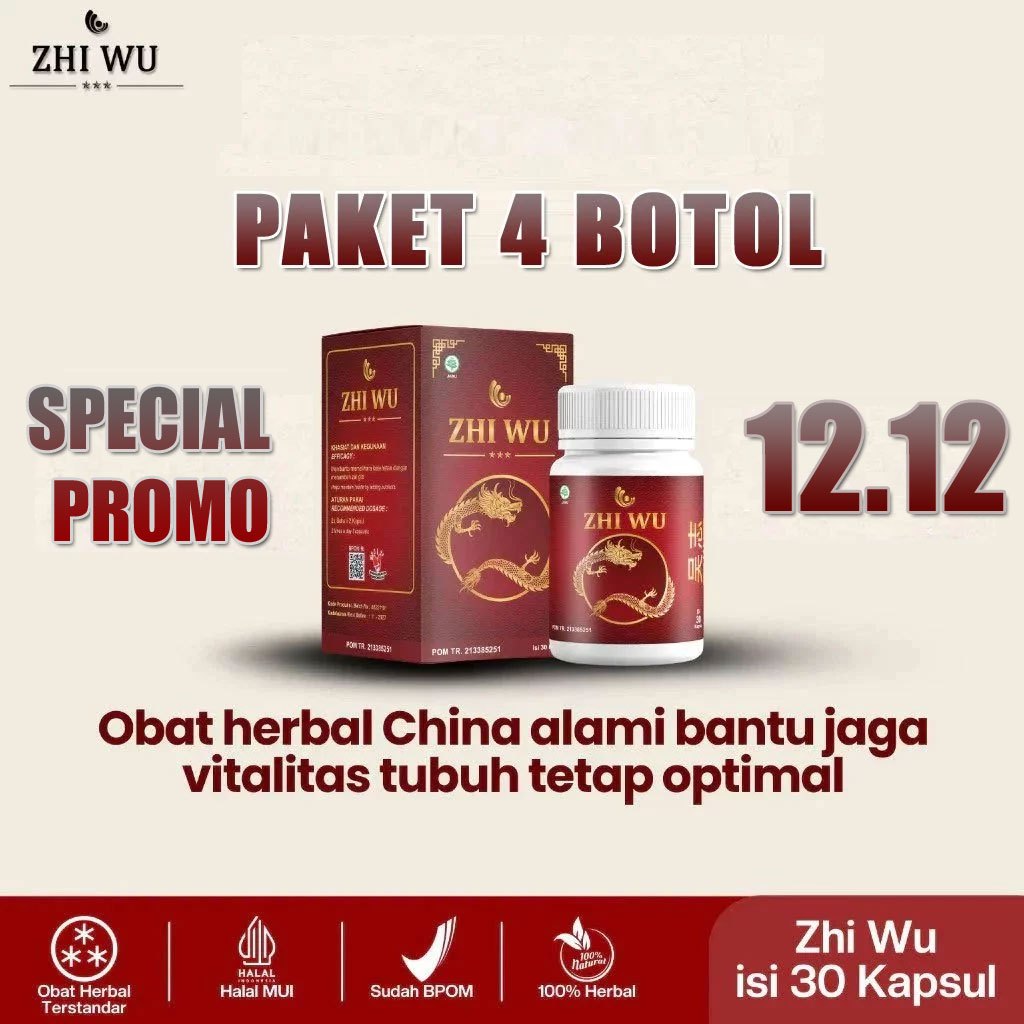 ZHI WU 30 KAPSUL ® PAKET 4 BOTOL OBAT SARAF KEJEPIT NYERI OTOT KOLESTROL 100% HERBAL CHINA