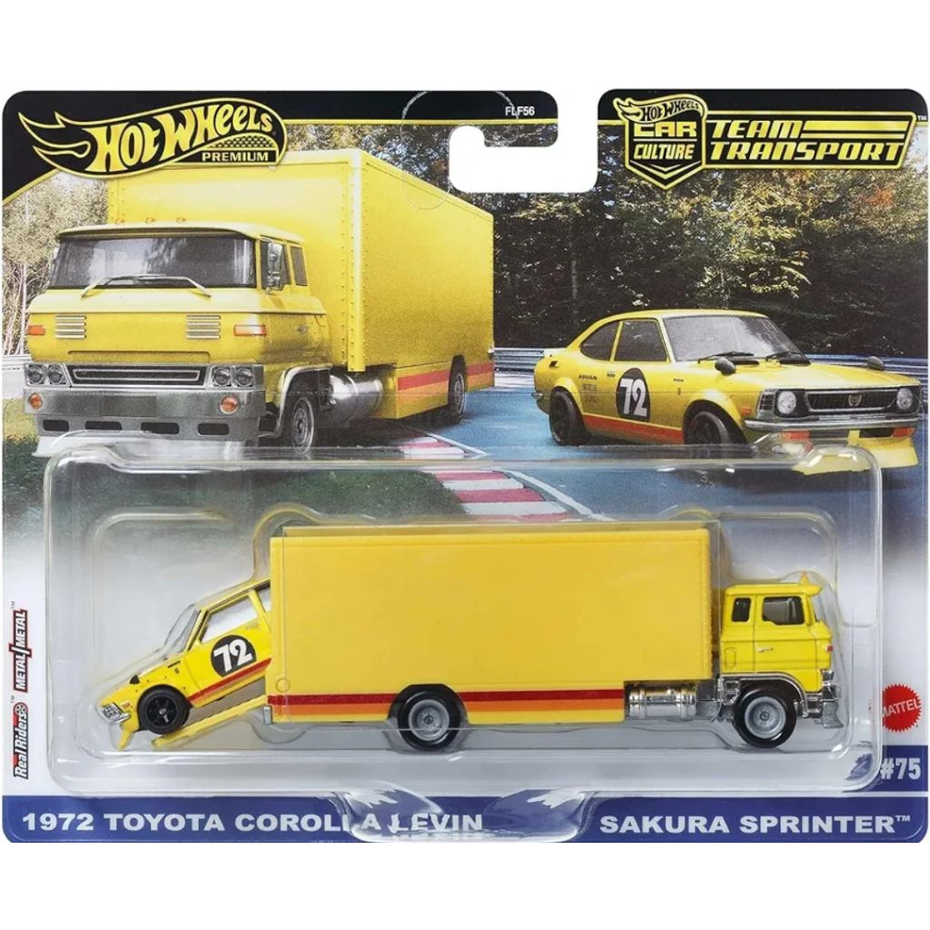 HOT WHEELS TEAM TRANSPORT PREMIUM 1972 TOYOTA COROLLA LEVIN AND SAKURA SPRINTER