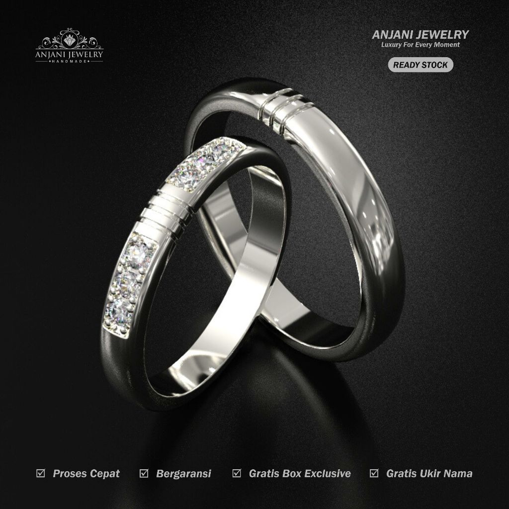 Cincin Couple Perak Kawin Nikah Tunangan Pasangan Pria Dan Wanita AJ 022