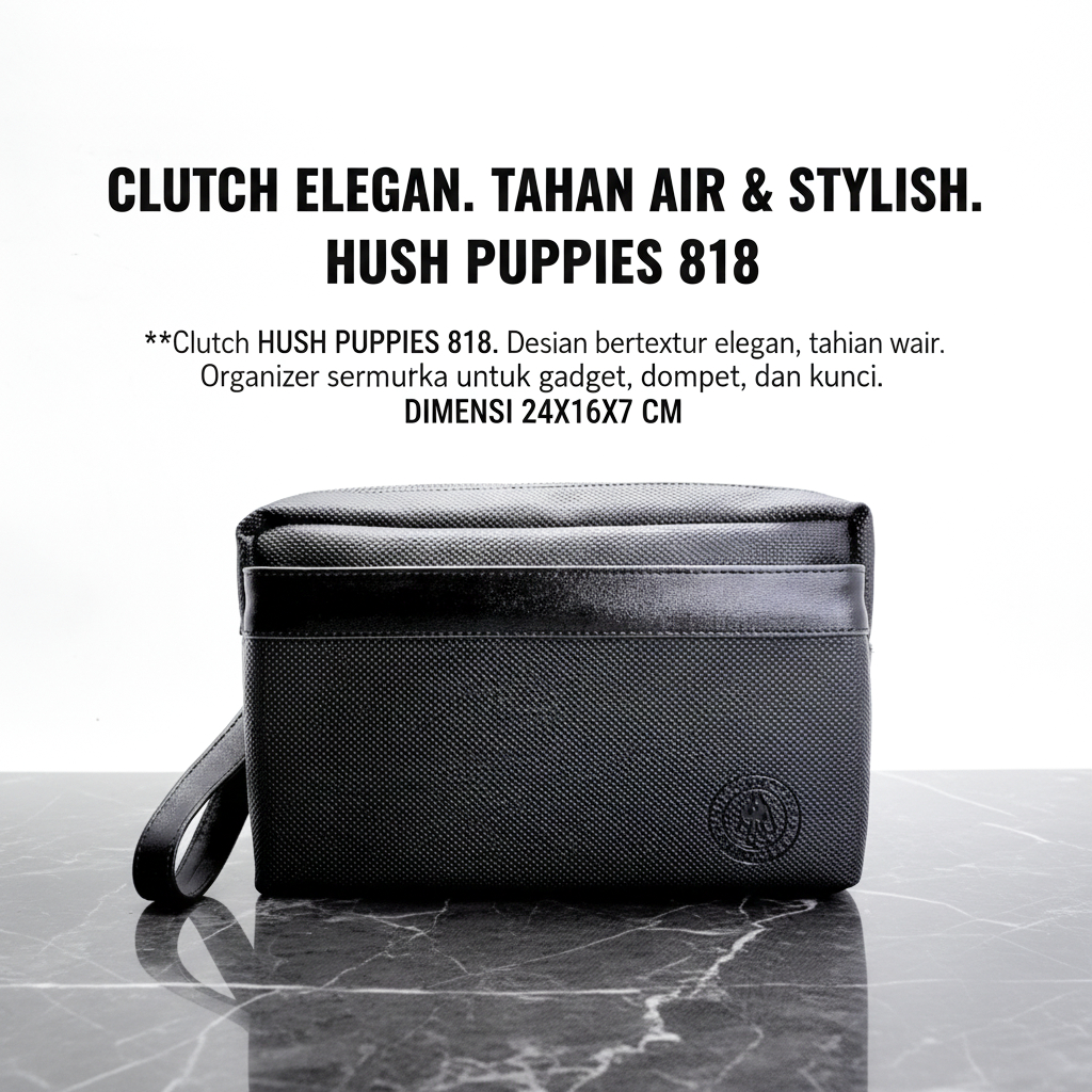 TAS HANDBAG PRIA HUSH PUPPIES 818 HITAM ANTI AIR PREMIUM | POUCH TRAVEL ELEGAN