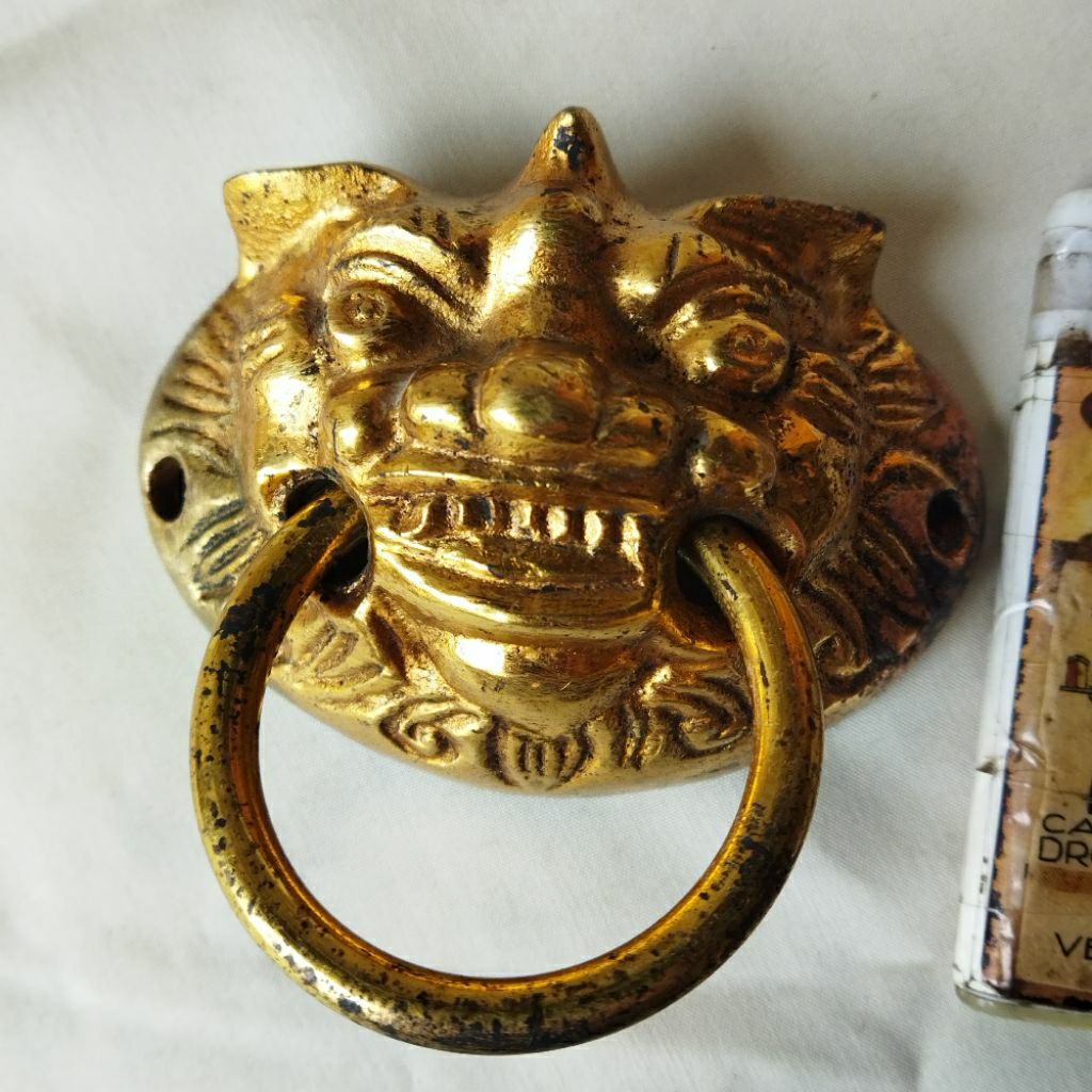 Pajangan Vintage Handle Qilin Kuningan Tebal