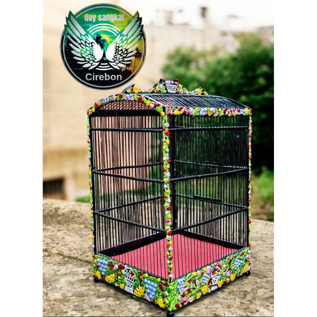 sangkar ukir buah no 2 bahan kayu jati