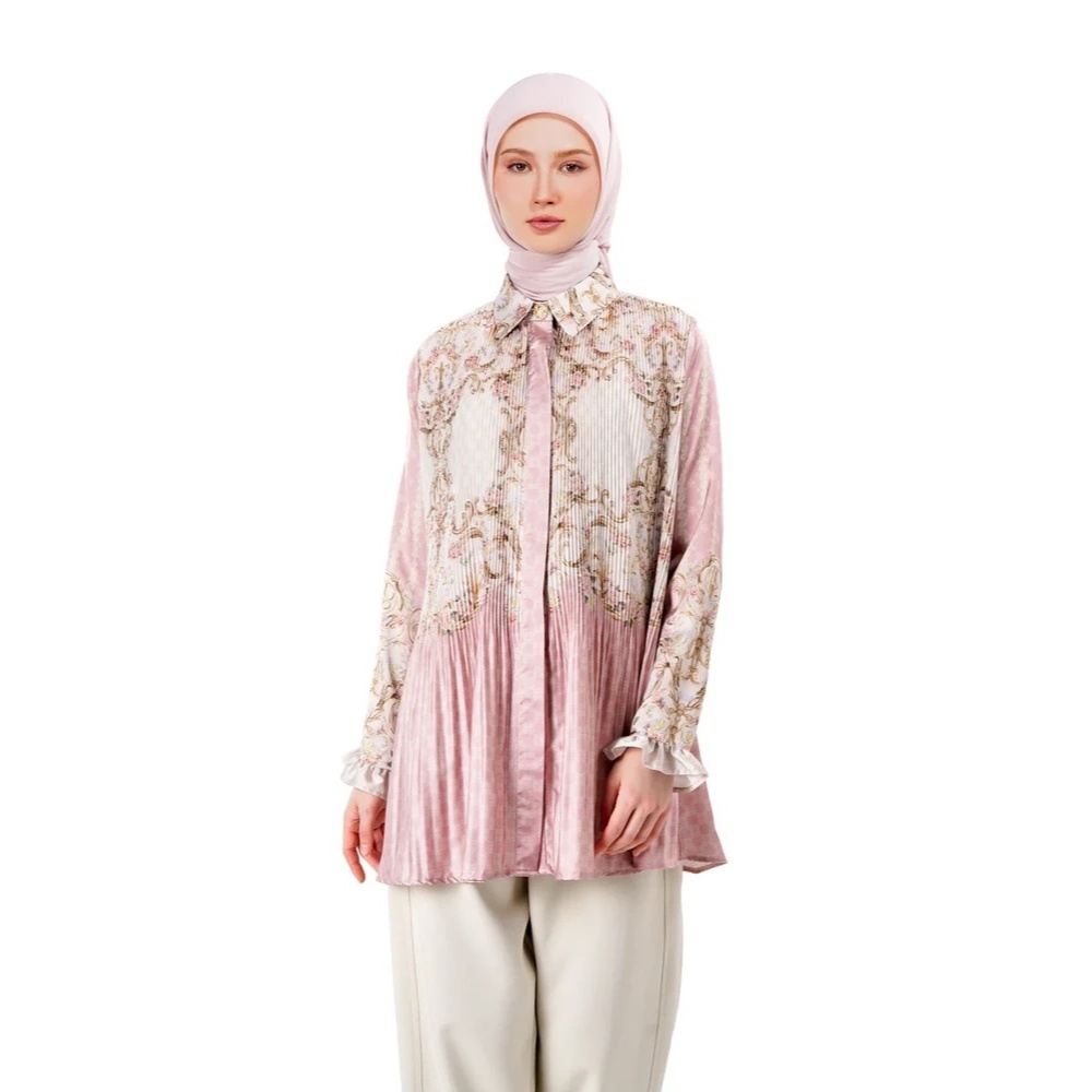 NADA PUSPITA - Monoglam Pleated Shirt - Pink / Blouse Nada Puspita