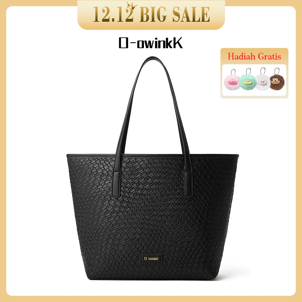 O-owinkK Tas Tote Wanita Kapasitas Besar Ritsleting Sintetis Banyak Kantong Cocok Sehari hari
