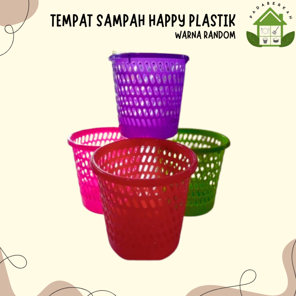 Tempat Sampah Plastik / Keranjang Bak Sampah / Keranjang Sampah / Tempat Sampah Motif Warna