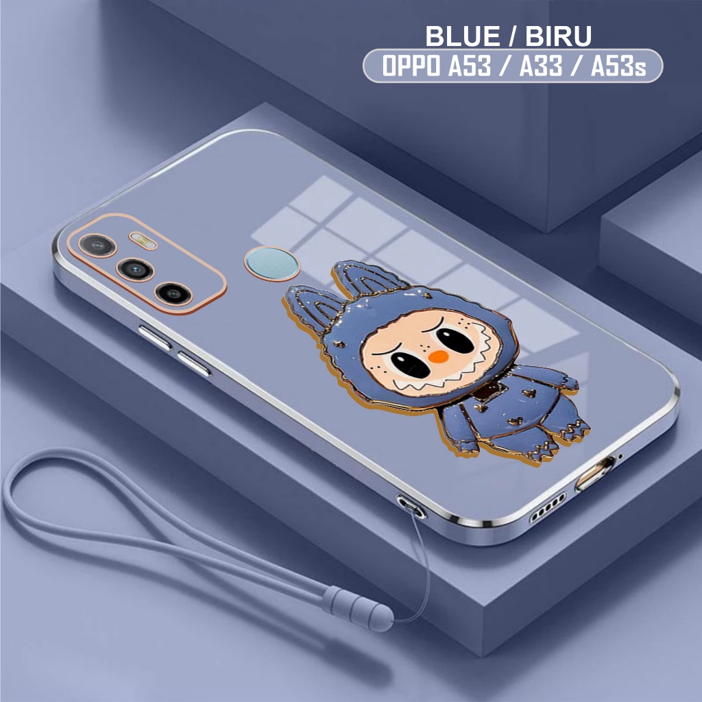 Soft Case Oppo A53 A53s A33 4G 2020 Casing Labubu Dudukan Miror Kaca Free Tali Lanyard Gantungan
