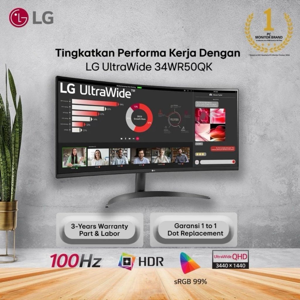 LG 34WR50QK-B 34" Monitor UltraWide QHD Curved