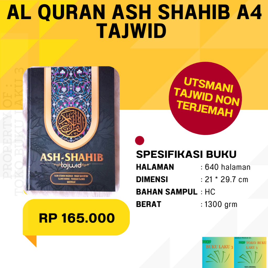 Al Quran Ash Shahib A4 Tajwid Rasm Utsmani