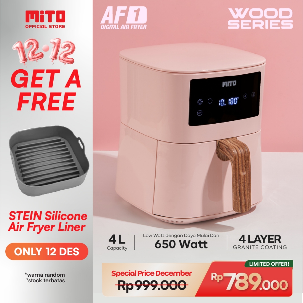 Mito Air Fryer AF1 V2 4L Low Watt Original - Mesin Penggoreng Tanpa Minyak Anti Lengket - Hemat List