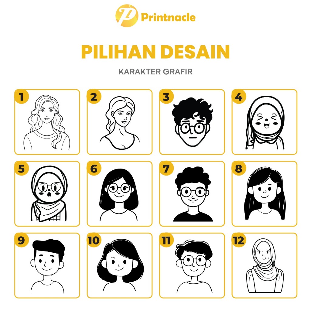 PILIHAN DESIGN Tema Karakter Line Art Cetak Laser Grafir