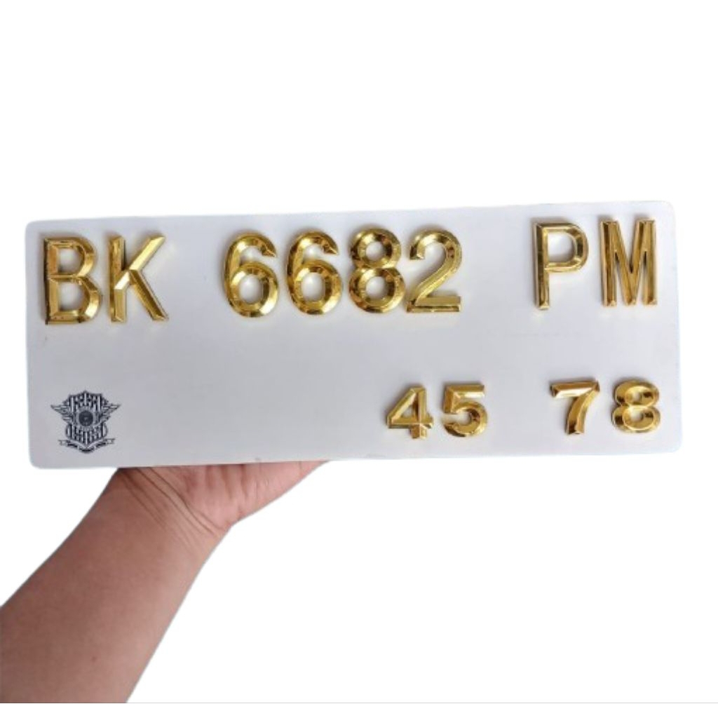 PLAT NOMOR MOTOR TIMBUL MEWAH AKRILIK HITAM|GOLD|CHROME