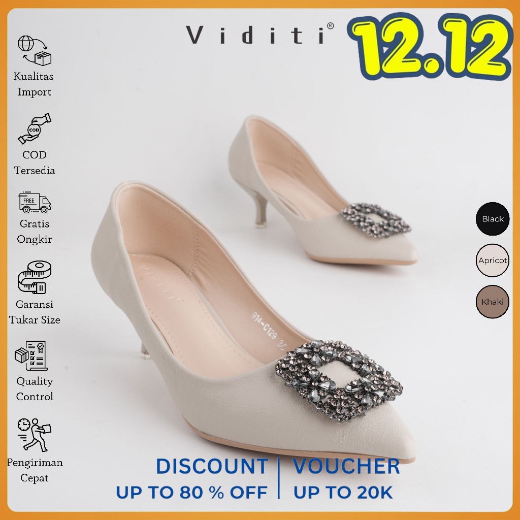 Viditi Crystal Heels 4 cm | Sepatu Import Wanita